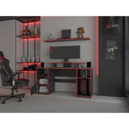 Escritorio Gamer Kein, Wengue y Rojo, con Espacio Adicional para Pantallas - vista 2