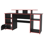Escritorio Gamer Kein, Wengue y Rojo, con Espacio Adicional para Pantallas - vista 6