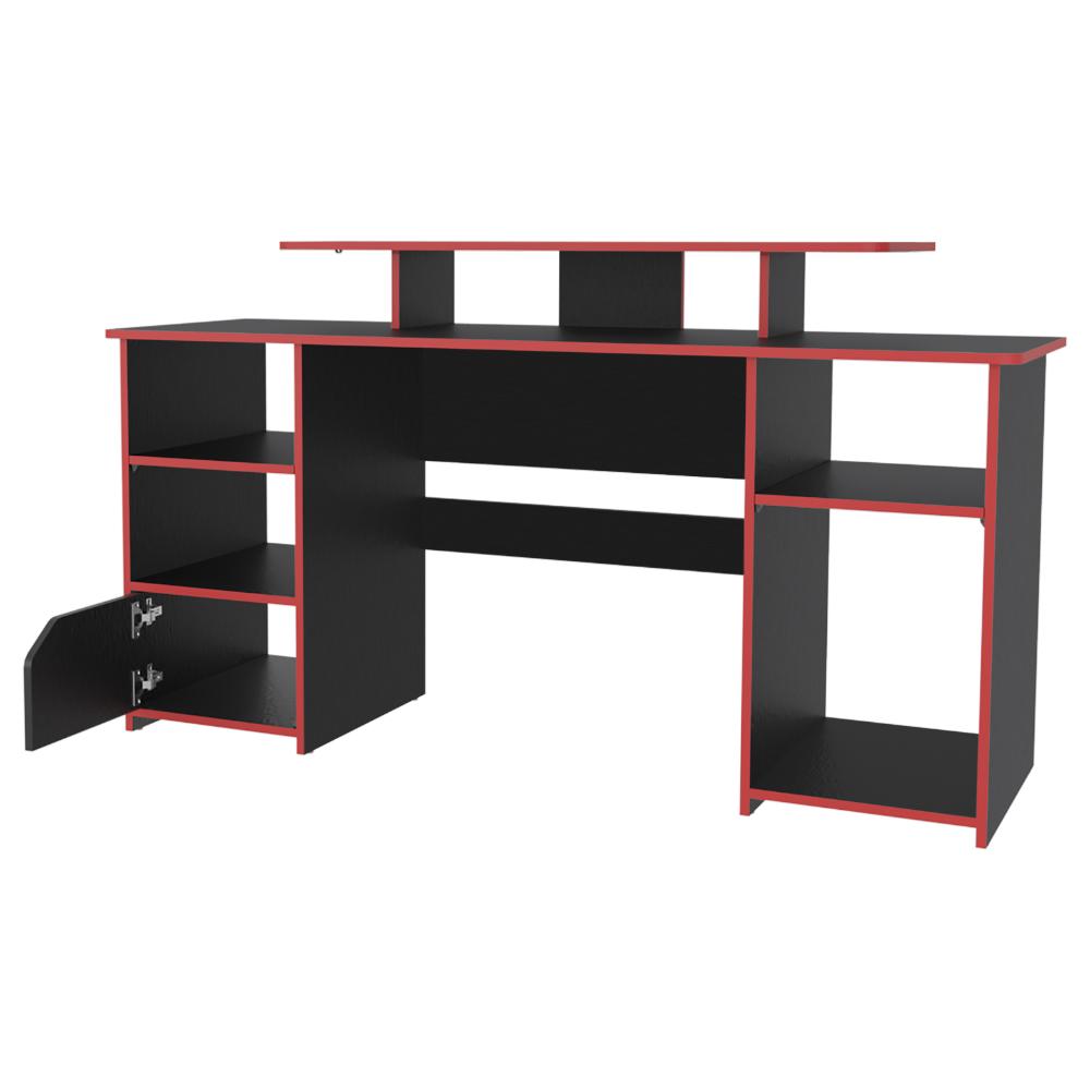 Escritorio Gamer Kein, Wengue y Rojo, con Espacio Adicional para Pantallas - vista 6