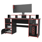 Escritorio Gamer Kein, Wengue y Rojo, con Espacio Adicional para Pantallas - vista 4