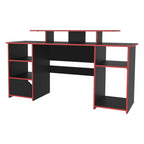 Escritorio Gamer Kein, Wengue y Rojo, con Espacio Adicional para Pantallas - vista 5