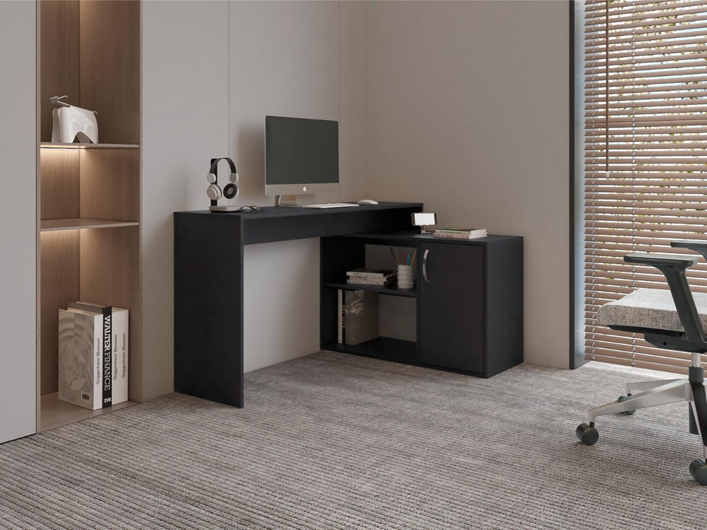 Escritorio En L Eco Una Puerta, Wengue, con amplio espacio de trabajo - vista 8