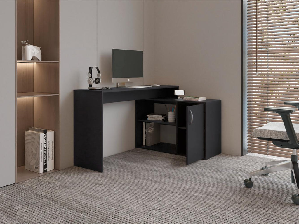 Escritorio En L Eco Una Puerta, Wengue, con amplio espacio de trabajo - vista 4