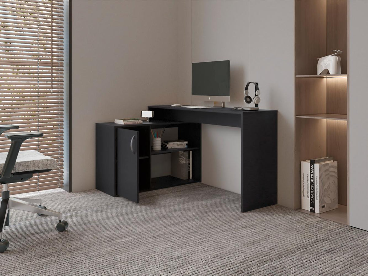 Escritorio En L Eco Una Puerta, Wengue, con amplio espacio de trabajo - vista 2