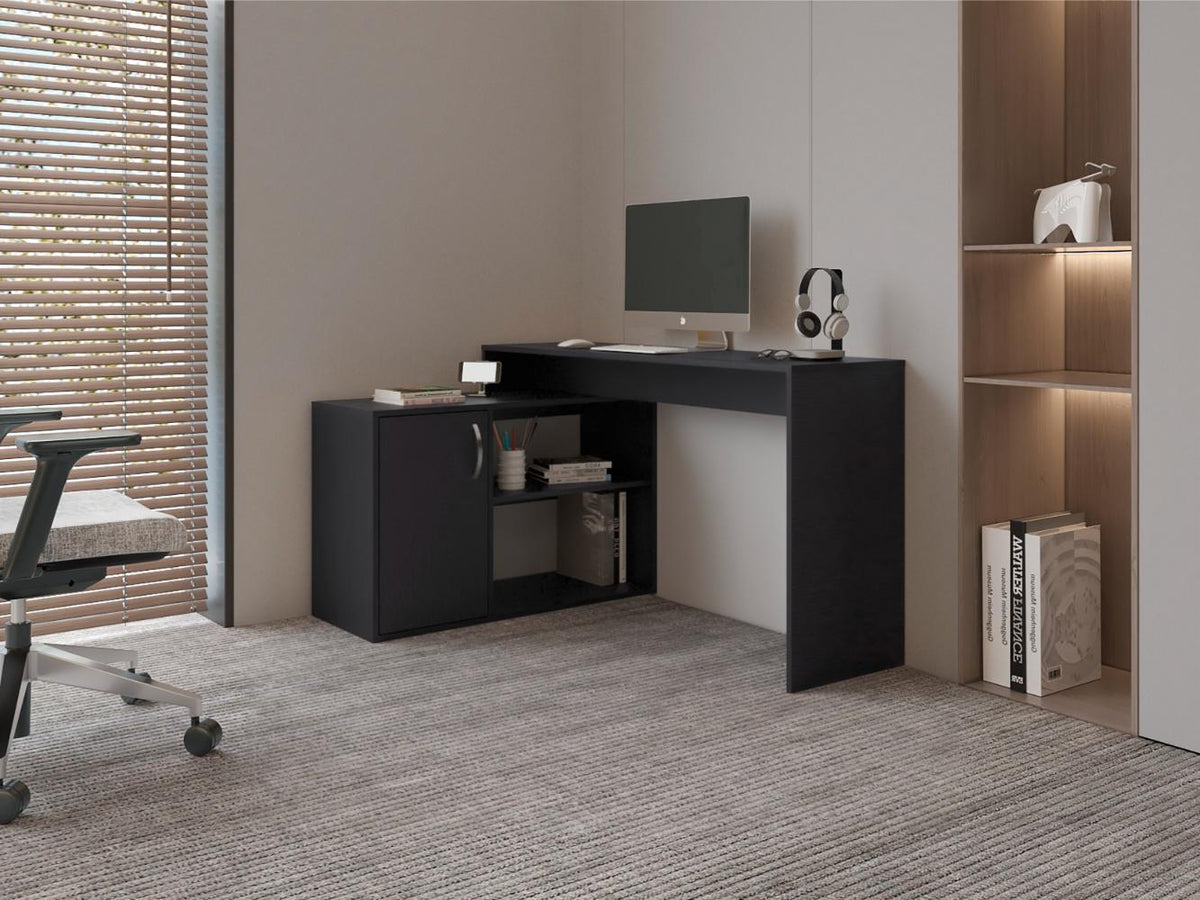 Escritorio En L Eco Una Puerta, Wengue, con amplio espacio de trabajo - vista 5