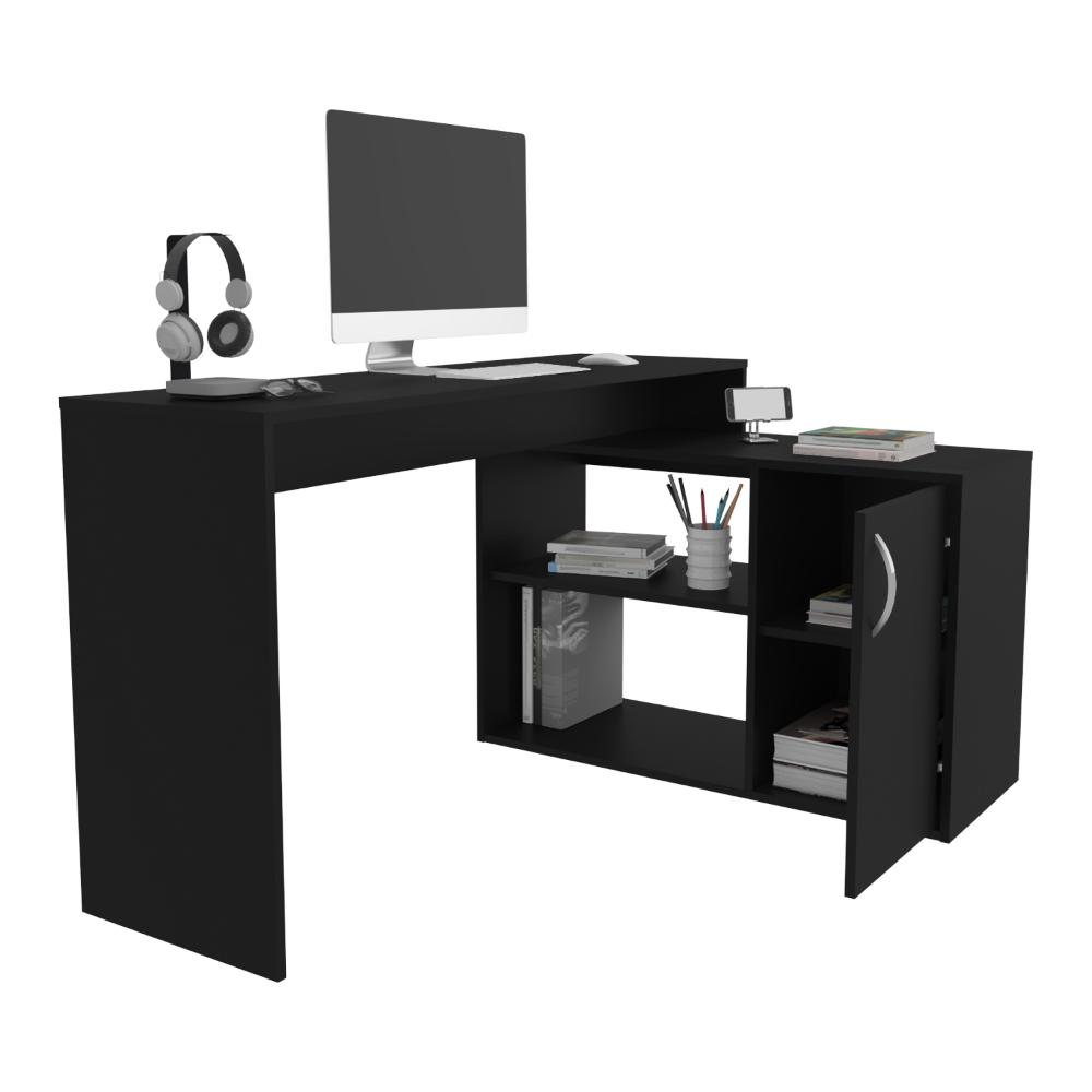 Escritorio En L Eco Una Puerta, Wengue, con amplio espacio de trabajo - vista 1