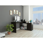 Escritorio Axis, Wengue Negro, con una puerta batiente y múltiples entrepaños - vista 1