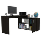Escritorio Axis, Wengue Negro, con una puerta batiente y múltiples entrepaños - vista 3