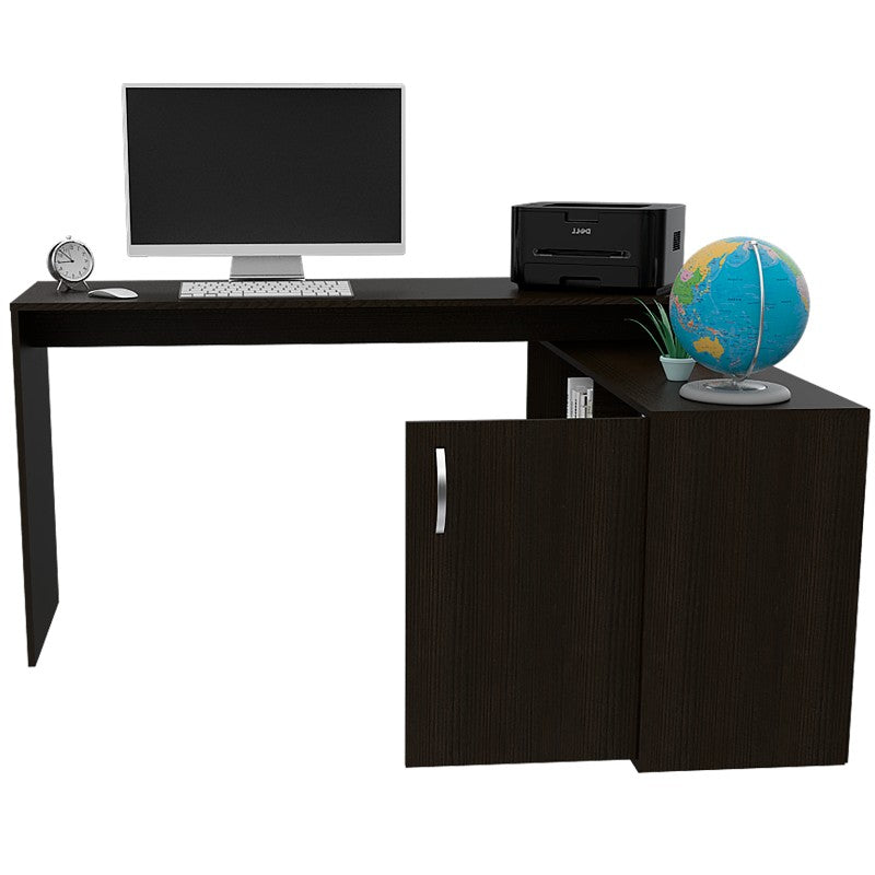 Escritorio Axis, Wengue Negro, con una puerta batiente y múltiples entrepaños - vista 5