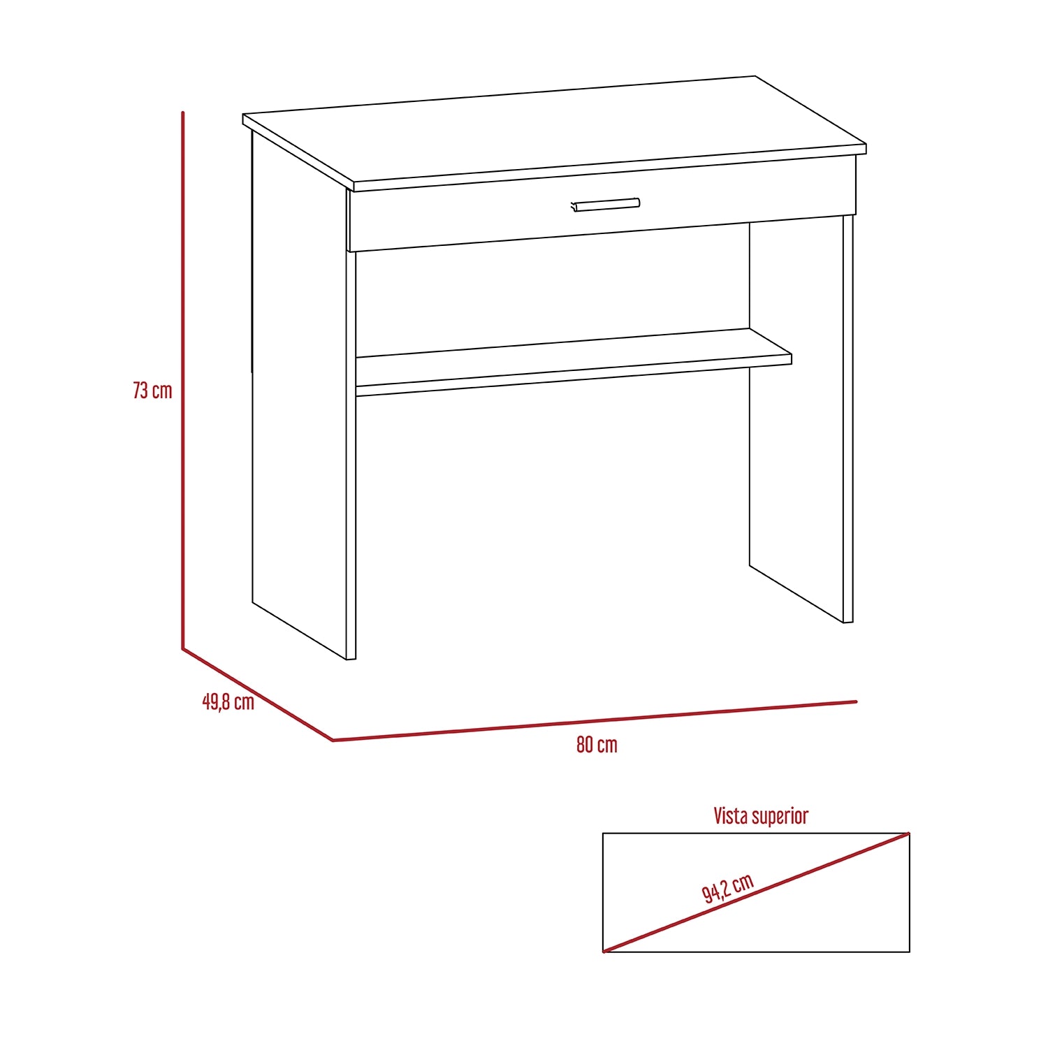 Escritorio Recto Office W-80 Con 1 Cajon - Wengue