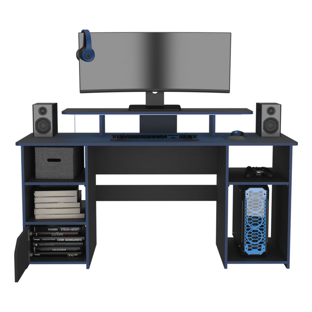 Escritorio Gamer Keria, Wengue y Canto, con varios entrepaños para colocar objetos - vista 5