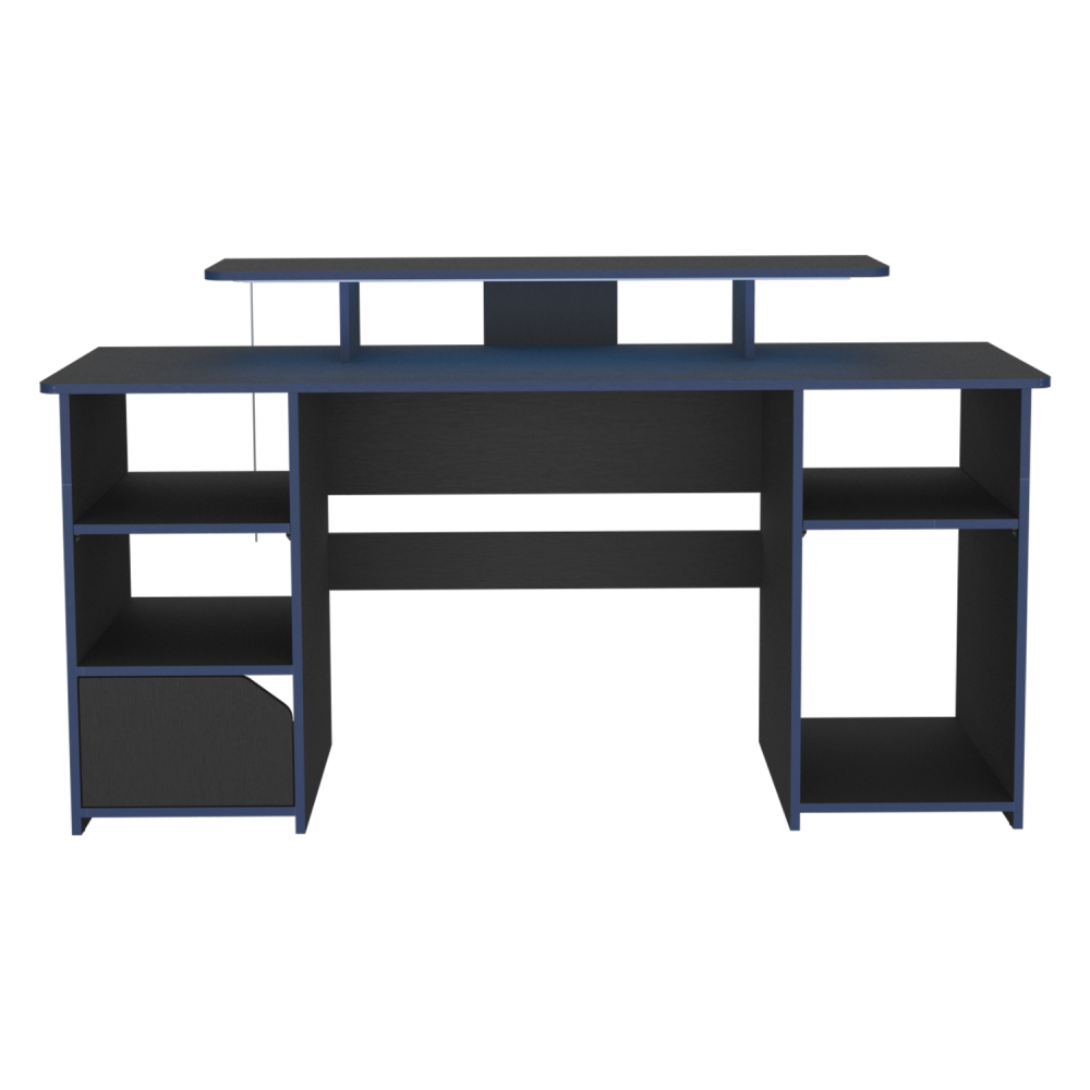 Escritorio Gamer Keria, Wengue y Canto, con varios entrepaños para colocar objetos - vista 3