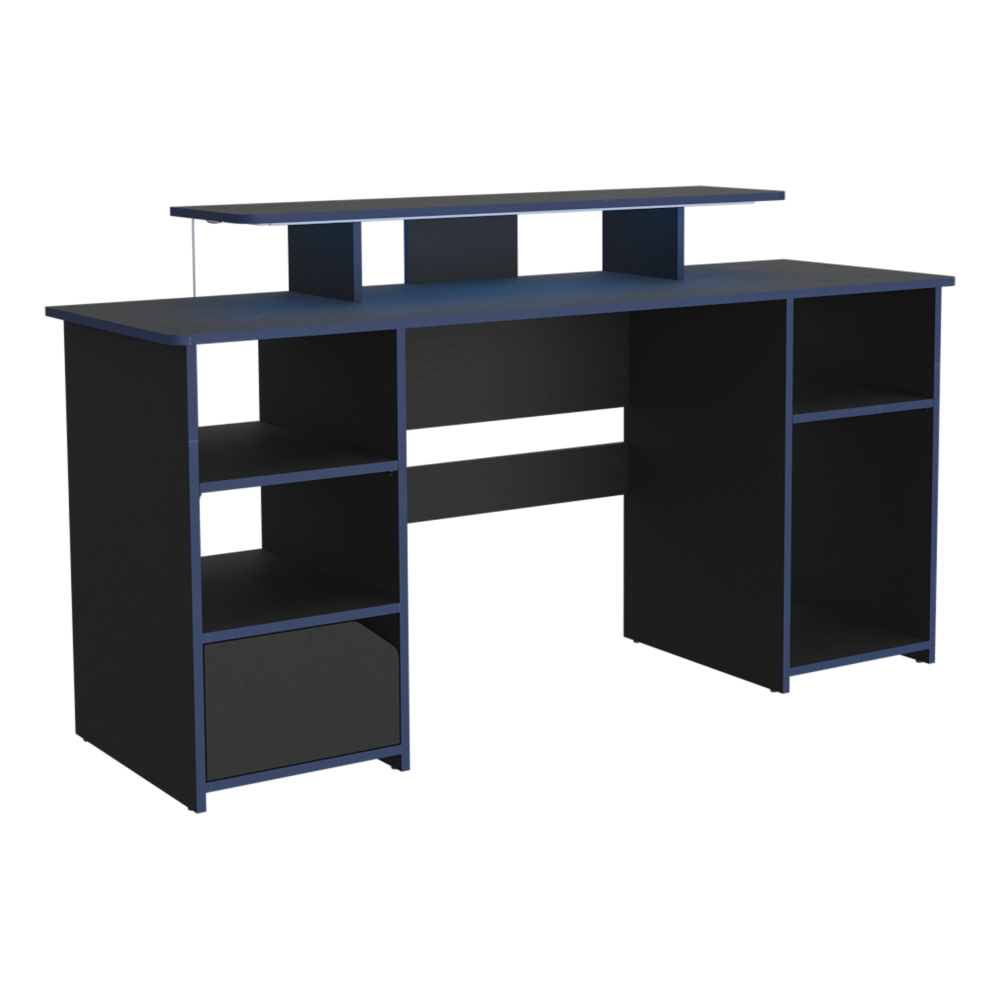Escritorio Gamer Keria, Wengue y Canto, con varios entrepaños para colocar objetos - vista 1
