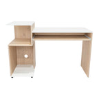 Escritorio Atlanter, Rovere y Blanco, con Bandeja Porta Teclado Deslizable y Espacio Para Artículos de Estudio - vista 4
