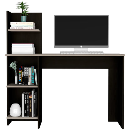 Escritorio Recto Con Biblioteca Office W-120 - Wengue / Ceniza