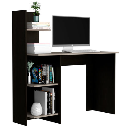 Escritorio Recto Con Biblioteca Office W-120 - Wengue / Ceniza