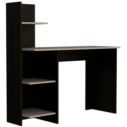 Escritorio Recto Con Biblioteca Office W-120 - Wengue / Ceniza