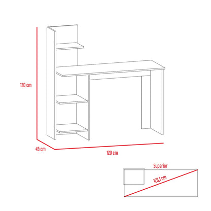 Escritorio Recto Con Biblioteca Office W-120 - Wengue / Ceniza