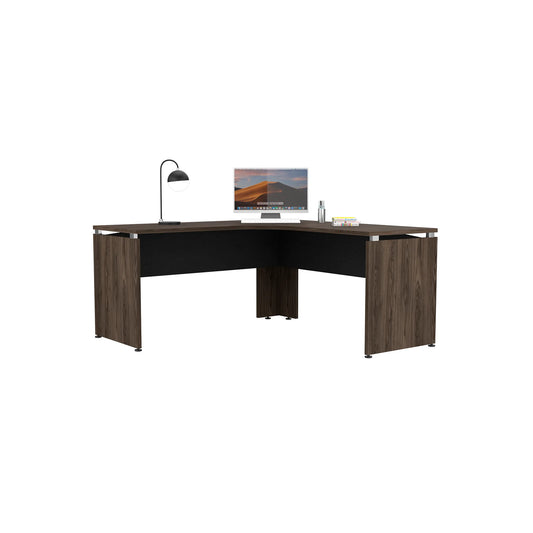 Escritorio L-160 Home Office - Negro Soft / Coñac