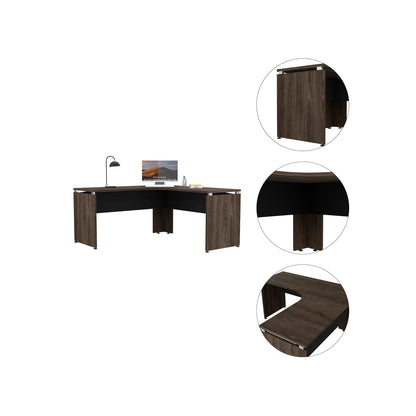 Escritorio L-160 Home Office - Negro Soft / Coñac