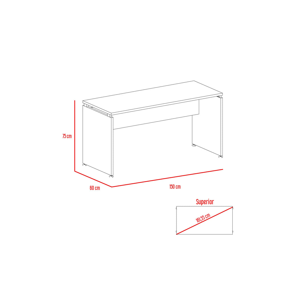 Escritorio Recto M-150 Home Office - Negro Soft / Coñac