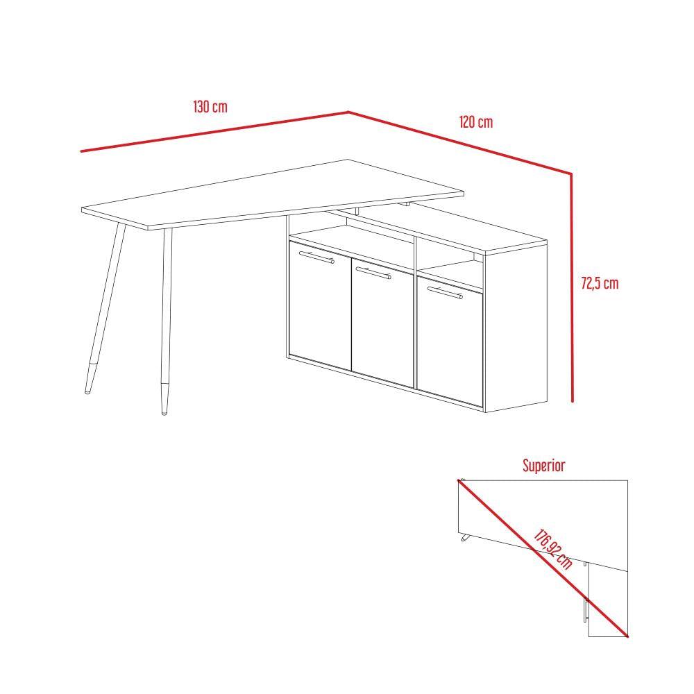 Escritorio En L Singapur, Café Claro y Blanco, con Tres Puertas Batientes - vista 15