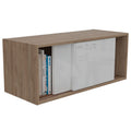 Gabinete Note, Blanco Hg y Miel, con dos puertas deslizables y cajón interior - vista 1