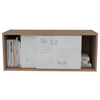 Gabinete Note, Blanco Hg y Miel, con dos puertas deslizables y cajón interior - vista 4
