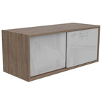Gabinete Note, Blanco Hg y Miel, con dos puertas deslizables y cajón interior - vista 3