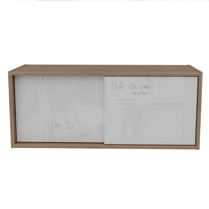 Gabinete Note, Blanco Hg y Miel, con dos puertas deslizables y cajón interior - vista 6