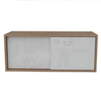 Gabinete Note, Blanco Hg y Miel, con dos puertas deslizables y cajón interior - vista 6