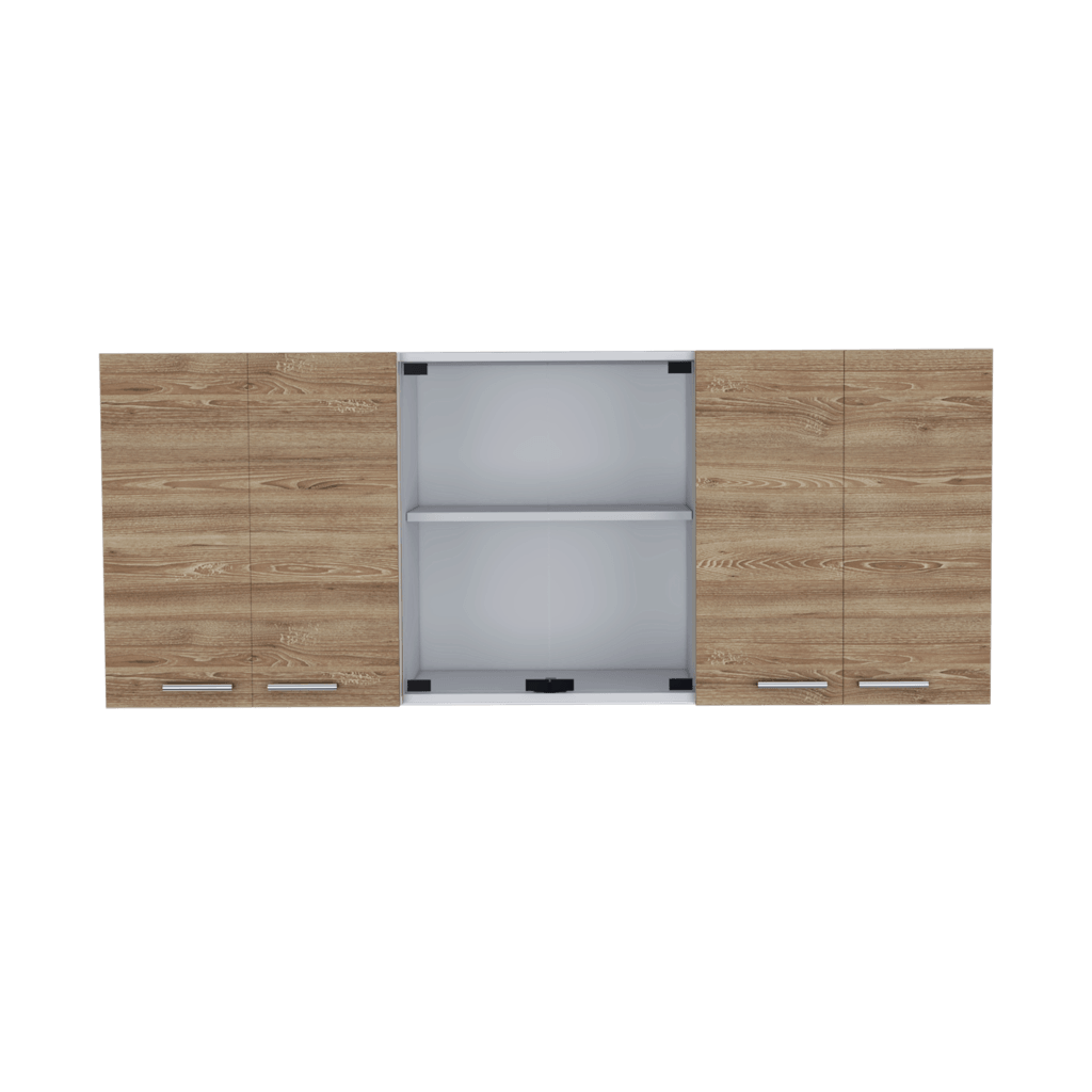 Gabinete Superior Vega, Miel y Blanco, incluye entrepaño móvil central y dos puertas de vidrio - vista 1