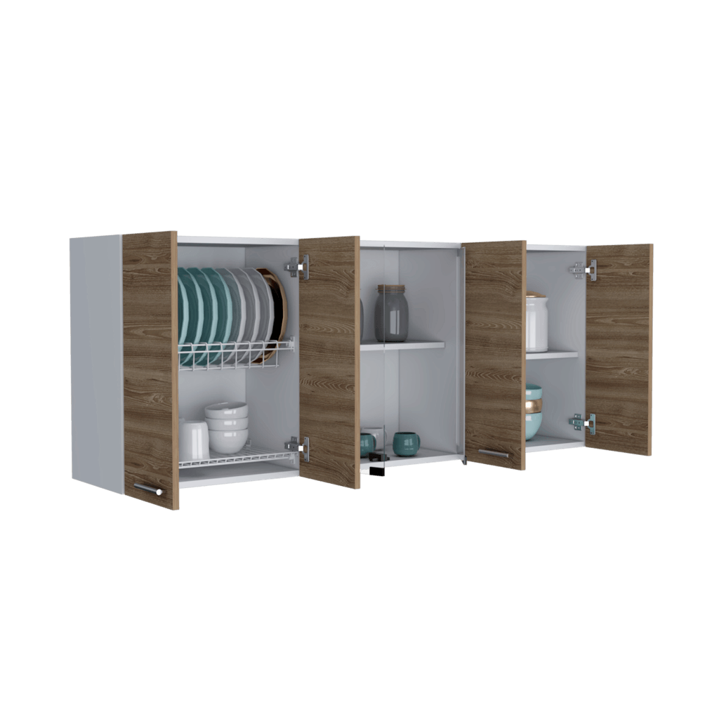 Gabinete Superior Vega, Miel y Blanco, incluye entrepaño móvil central y dos puertas de vidrio - vista 2