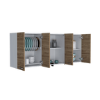 Gabinete Superior Vega, Miel y Blanco, incluye entrepaño móvil central y dos puertas de vidrio - vista 2