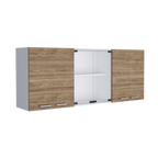 Gabinete Superior Vega, Miel y Blanco, incluye entrepaño móvil central y dos puertas de vidrio - vista 6
