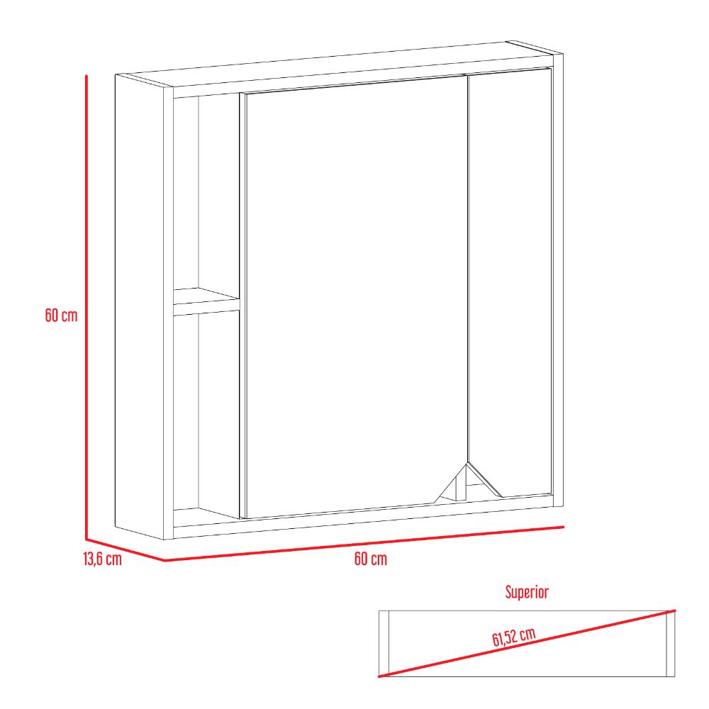 Botiquin Para Baño Ara Con Espejo, Rovere - vista 7