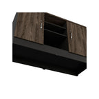 Gabinete 2 Puertas + Doble Chapa Home Office - Negro Soft / Coñac