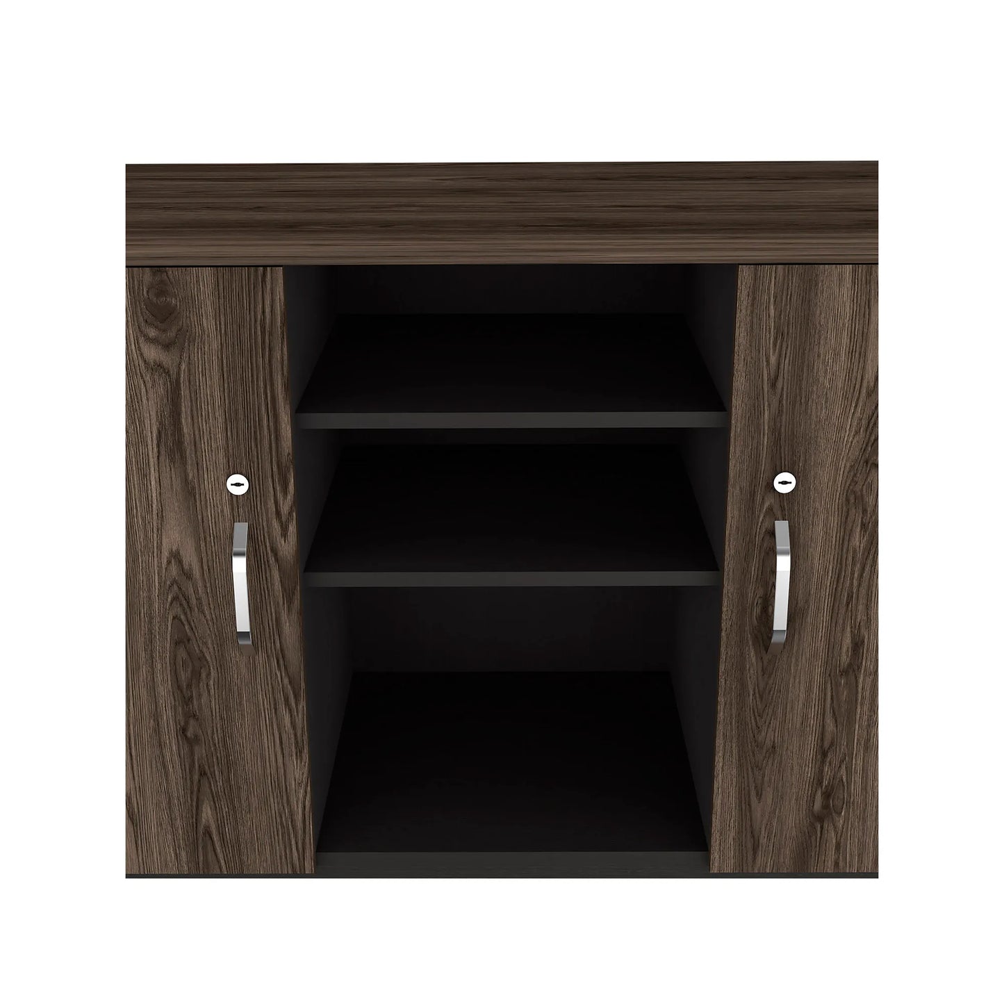 Gabinete 2 Puertas + Doble Chapa Home Office - Negro Soft / Coñac
