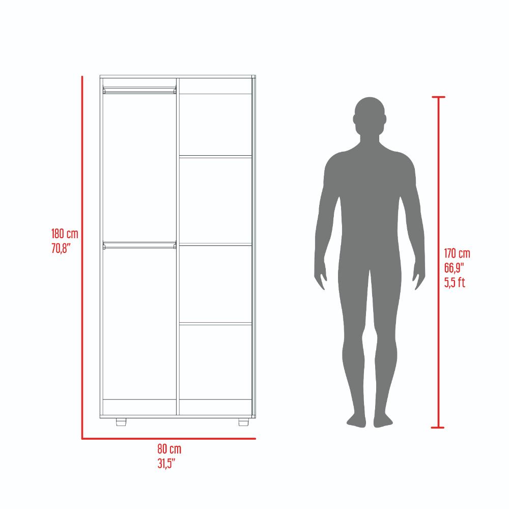 Closet Tera, Fresno Europeo y Wengue, Dos Puertas Abatibles y Dos Tubos Cromados - vista 7
