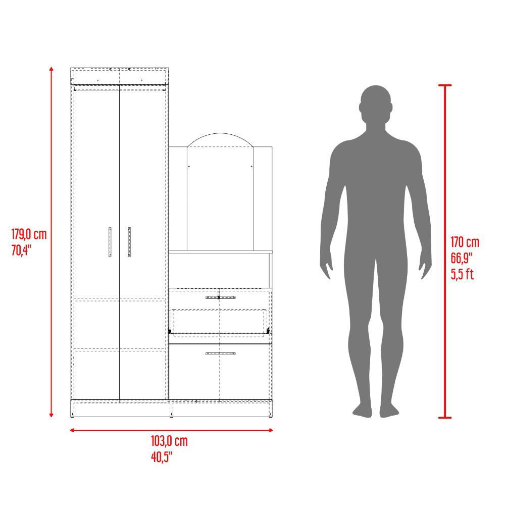 Closet Comoda Praga Tres Puertas Un Cajon, Wengue, con diseño moderno incluye Espejo - vista 16