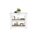 Mesa De Cocina Ccala, Blanco y Macadamia, con entrepaños para colocar objetos de cocina - vista 1