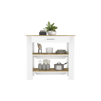 Mesa De Cocina Ccala, Blanco y Macadamia, con entrepaños para colocar objetos de cocina - vista 1