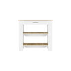 Mesa De Cocina Ccala, Blanco y Macadamia, con entrepaños para colocar objetos de cocina - vista 5