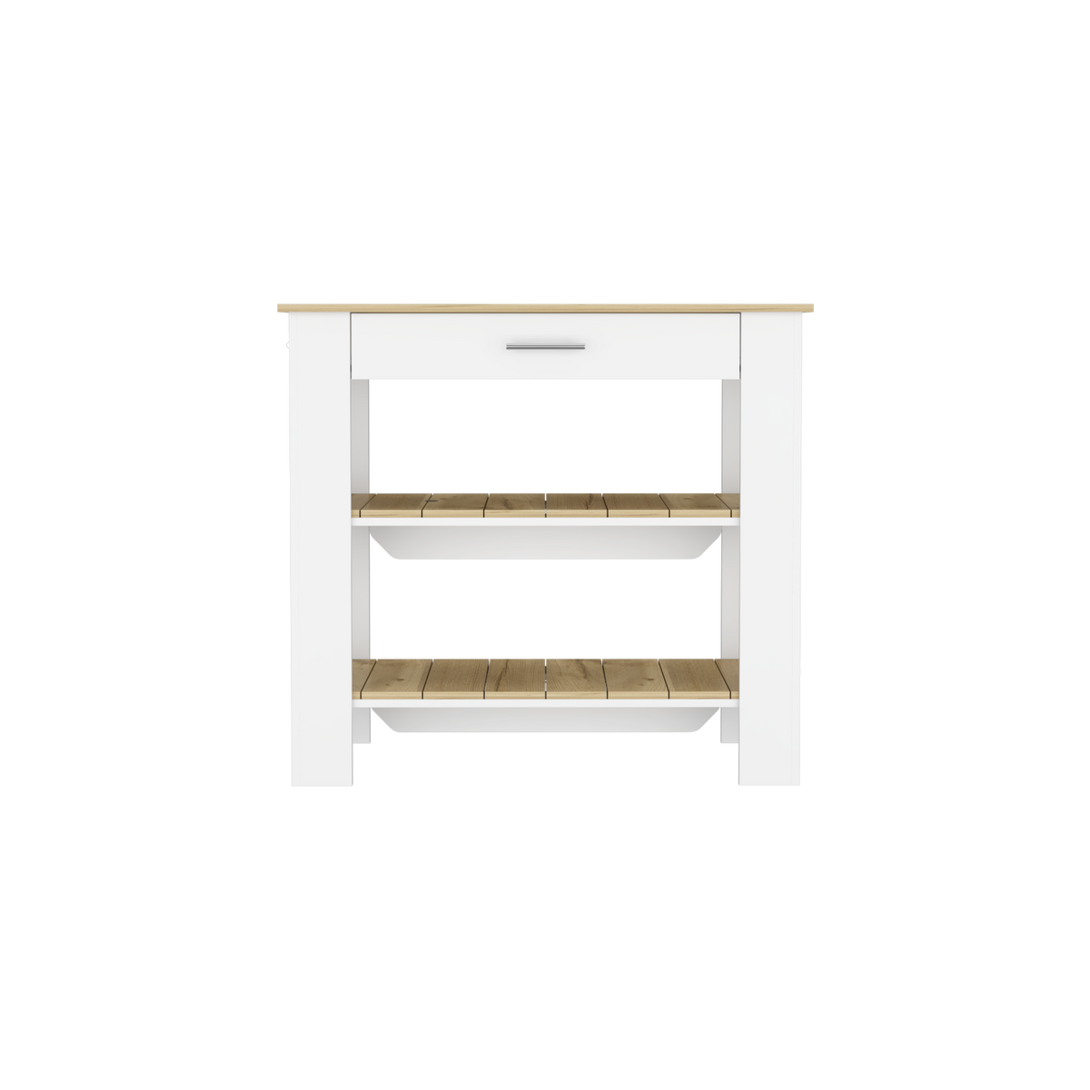 Mesa De Cocina Ccala, Blanco y Macadamia, con entrepaños para colocar objetos de cocina - vista 5
