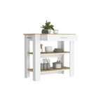 Mesa De Cocina Ccala, Blanco y Macadamia, con entrepaños para colocar objetos de cocina - vista 3