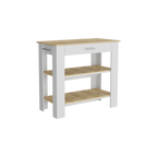 Mesa De Cocina Ccala, Blanco y Macadamia, con entrepaños para colocar objetos de cocina - vista 4