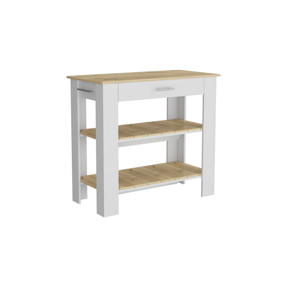 Mesa De Cocina Ccala, Blanco y Macadamia, con entrepaños para colocar objetos de cocina - vista 4