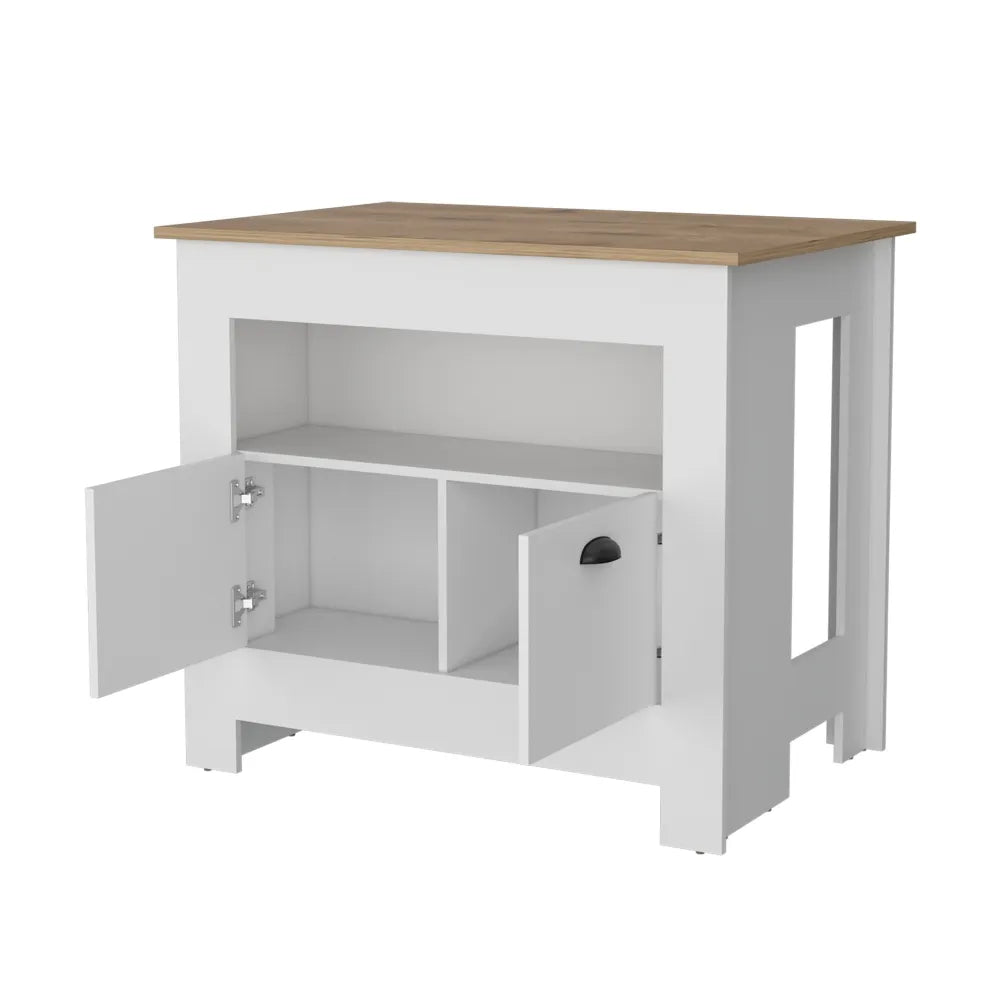 Isla De Cocina Arlet 2 Puertas - Blanco Marquez / Macadamia