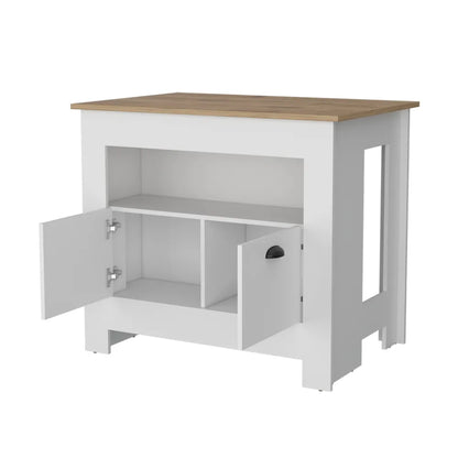 Isla De Cocina Arlet 2 Puertas - Blanco Marquez / Macadamia