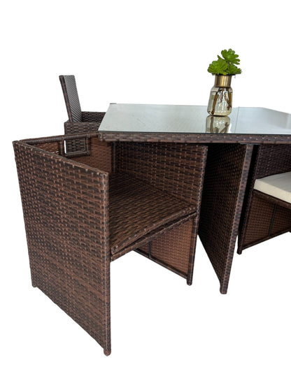 Comedor Terraza Mons Fuy 9 Piezas Café